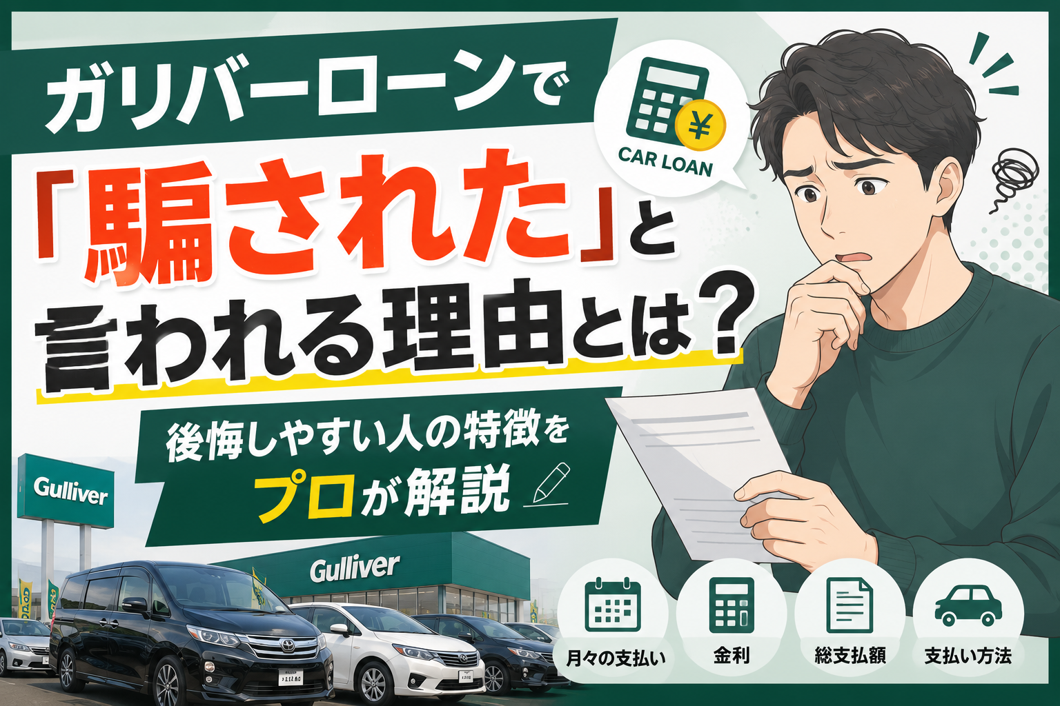ガリバーローンで「騙された」と言われる理由とは？後悔しやすい人の特徴をプロが解説