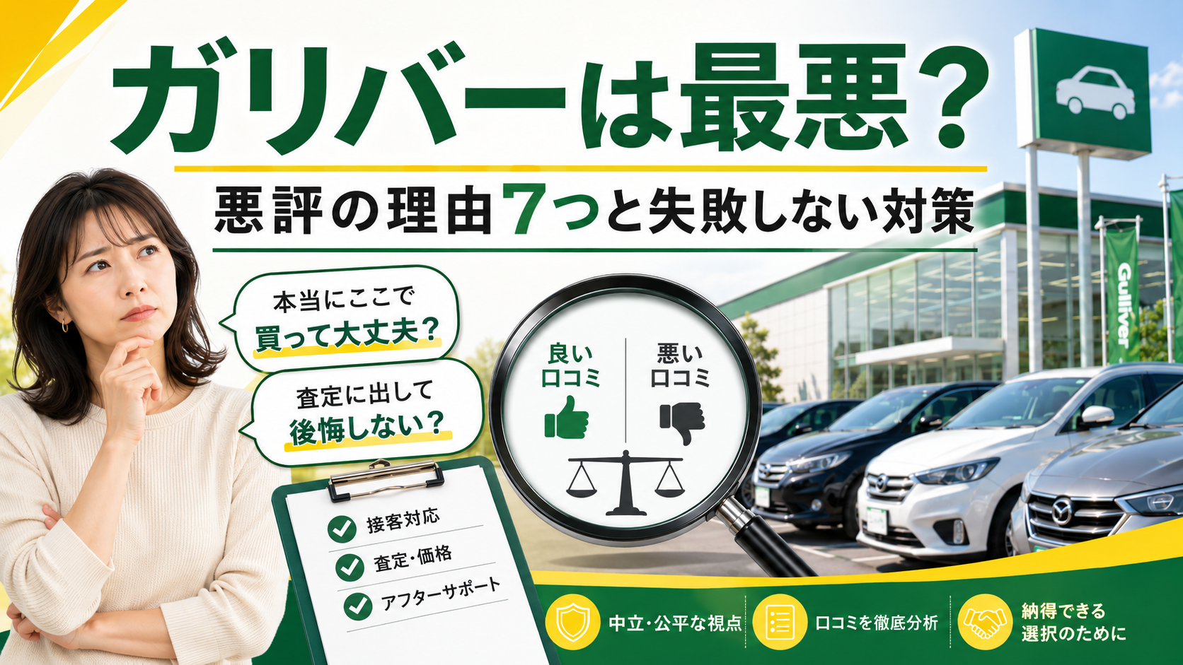 ガリバーは最悪？悪評の理由7つと失敗しない対策